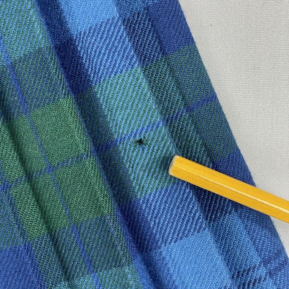 Al Jean Canada Pure Wool Tartan Wrap Kilt Skirt Vintage Size 8 Lite Blue Green - Picture 16 of 16